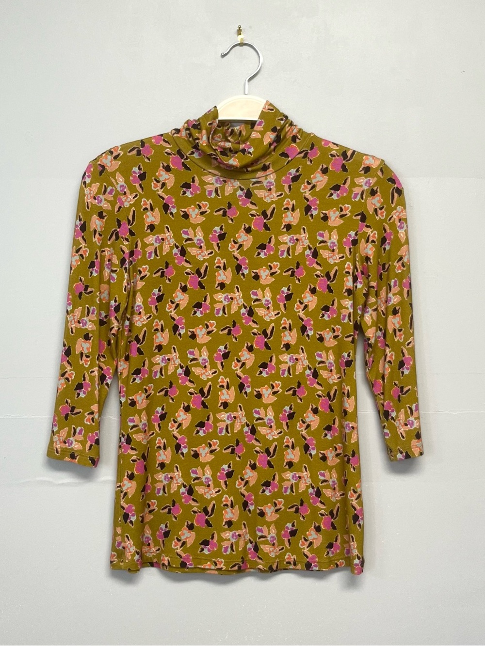 Women's FRNCH Floral Turtleneck 3/4 Sleeve Top